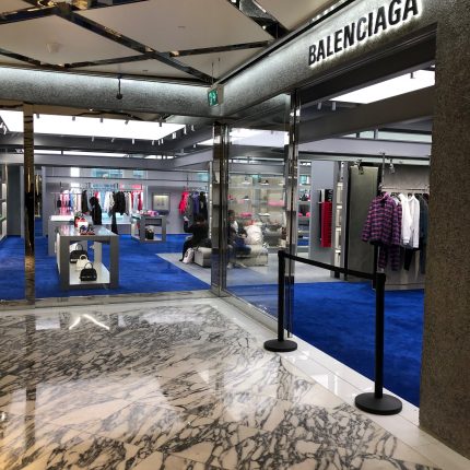 Balenciaga Shop Fitout Royal Blue Custom Carpet